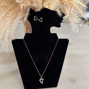 Tiffany & Co. Silver Open Heart Necklace and free ‎ 18 k gold plated  earrings